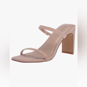 The Drop Avery Square Toe Two Strap High Heel Sandal